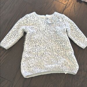 Mayoral Fuzzy Leopard Print Sweater Dress in Light Gray